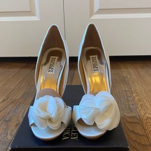 Badley mischka wedding shoes. Worn once. Little to no scuffs.